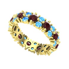 Büyük Elin Tamtur Yüzük - Kök yakut ve akuamarin 8 ayar altın yüzük #1lcvdq9