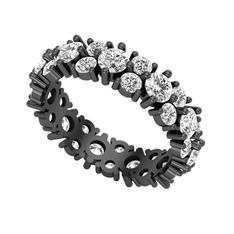 Büyük Elin Tamtur Yüzük - Beyaz zirkon ve swarovski 925 ayar siyah rodyum kaplama gümüş yüzük #1moq0xe