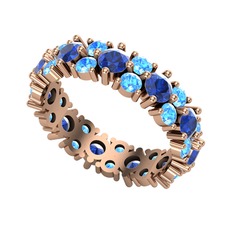 Büyük Elin Tamtur Yüzük - Lab safir ve akuamarin 925 ayar rose altın kaplama gümüş yüzük #1mwg30h