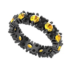 Büyük Elin Tamtur Yüzük - Sitrin ve siyah zirkon 925 ayar siyah rodyum kaplama gümüş yüzük #1n21r2m