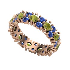 Peridot ve lab safir 18 ayar rose altın yüzük
