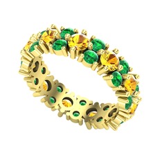 Büyük Elin Tamtur Yüzük - Sitrin ve yeşil kuvars 18 ayar altın yüzük #1op6mgr