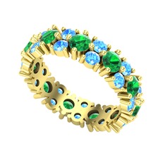 Büyük Elin Tamtur Yüzük - Yeşil kuvars ve akuamarin 18 ayar altın yüzük #1p4x5xm