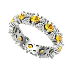 Büyük Elin Tamtur Yüzük - Sitrin ve swarovski 18 ayar beyaz altın yüzük #1p8d397