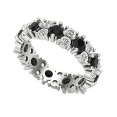 Büyük Elin Tamtur Yüzük - Siyah zirkon ve beyaz zirkon 14 ayar beyaz altın yüzük #1pqmhsg