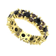 Büyük Elin Tamtur Yüzük - Siyah zirkon ve dumanlı kuvars 925 ayar altın kaplama gümüş yüzük #1qvk3nb