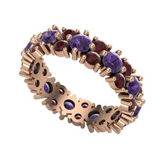 Büyük Elin Tamtur Yüzük - Ametist ve kök yakut 14 ayar rose altın yüzük #1ubnrjq