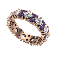 Büyük Elin Tamtur Yüzük - Swarovski ve ametist 14 ayar rose altın yüzük #1ukeua6
