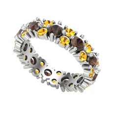 Büyük Elin Tamtur Yüzük - Dumanlı kuvars ve sitrin 925 ayar gümüş yüzük #1w5g6ip