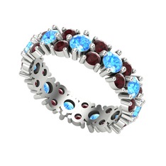 Büyük Elin Tamtur Yüzük - Akuamarin ve kök yakut 14 ayar beyaz altın yüzük #1w79qhi