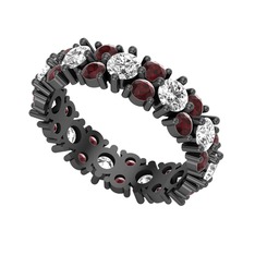 Büyük Elin Tamtur Yüzük - Swarovski ve kök yakut 925 ayar siyah rodyum kaplama gümüş yüzük #1w8dhff