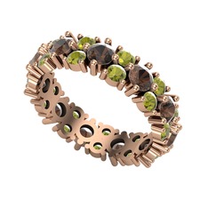 Büyük Elin Tamtur Yüzük - Dumanlı kuvars ve peridot 925 ayar rose altın kaplama gümüş yüzük #1wi1xso