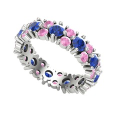 Büyük Elin Tamtur Yüzük - Lab safir ve pembe kuvars 18 ayar beyaz altın yüzük #1x6vc1r