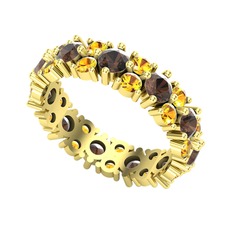 Büyük Elin Tamtur Yüzük - Dumanlı kuvars ve sitrin 8 ayar altın yüzük #1xyrx2i