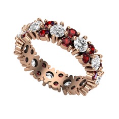 Beyaz zirkon ve garnet 14 ayar rose altın yüzük