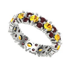 Büyük Elin Tamtur Yüzük - Sitrin ve kök yakut 14 ayar beyaz altın yüzük #1yft4og