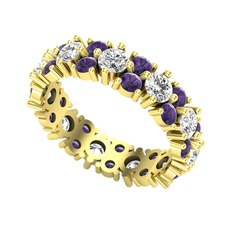 Swarovski ve ametist 8 ayar altın yüzük