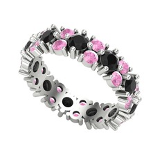 Büyük Elin Tamtur Yüzük - Siyah zirkon ve pembe kuvars 925 ayar gümüş yüzük #2cgjcr
