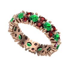 Büyük Elin Tamtur Yüzük - Yeşil kuvars ve garnet 925 ayar rose altın kaplama gümüş yüzük #3e5ef5