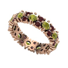 Büyük Elin Tamtur Yüzük - Peridot ve kök yakut 8 ayar rose altın yüzük #4qdbln