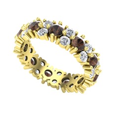 Dumanlı kuvars ve pırlanta 14 ayar altın yüzük (3.52 karat)