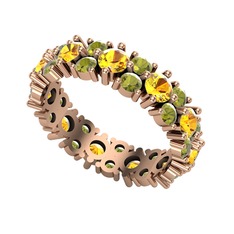 Büyük Elin Tamtur Yüzük - Sitrin ve peridot 14 ayar rose altın yüzük #6g8p1