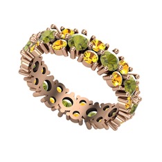 Peridot ve sitrin 925 ayar rose altın kaplama gümüş yüzük