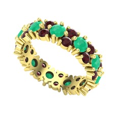 Büyük Elin Tamtur Yüzük - Kök zümrüt ve kök yakut 14 ayar altın yüzük #6yqrr