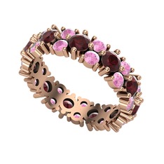 Büyük Elin Tamtur Yüzük - Kök yakut ve pembe kuvars 925 ayar rose altın kaplama gümüş yüzük #7d0ez1