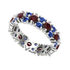 Büyük Elin Tamtur Yüzük - Kök yakut ve lab safir 14 ayar beyaz altın yüzük #9uzl6b