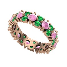 Büyük Elin Tamtur Yüzük - Pembe kuvars ve yeşil kuvars 8 ayar rose altın yüzük #9y88ok