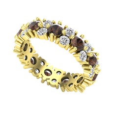 Dumanlı kuvars ve swarovski 8 ayar altın yüzük