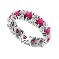 Rodolit garnet ve swarovski 14 ayar beyaz altın yüzük