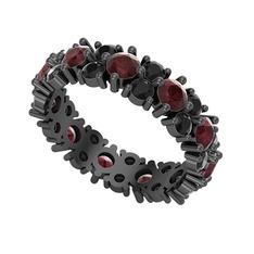 Büyük Elin Tamtur Yüzük - Kök yakut ve siyah zirkon 925 ayar siyah rodyum kaplama gümüş yüzük #b84pfj