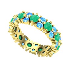 Büyük Elin Tamtur Yüzük - Kök zümrüt ve akuamarin 925 ayar altın kaplama gümüş yüzük #bb45ds