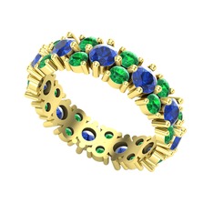 Büyük Elin Tamtur Yüzük - Lab safir ve yeşil kuvars 925 ayar altın kaplama gümüş yüzük #c4qkd0