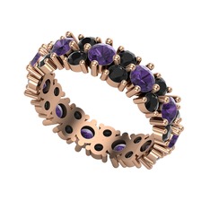 Büyük Elin Tamtur Yüzük - Ametist ve siyah zirkon 14 ayar rose altın yüzük #dvchxk