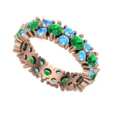 Büyük Elin Tamtur Yüzük - Yeşil kuvars ve akuamarin 18 ayar rose altın yüzük #dyx6jq