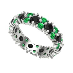 Büyük Elin Tamtur Yüzük - Siyah zirkon ve yeşil kuvars 14 ayar beyaz altın yüzük #eeszqd