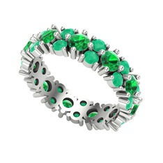 Büyük Elin Tamtur Yüzük - Yeşil kuvars ve kök zümrüt 8 ayar beyaz altın yüzük #efjfwh