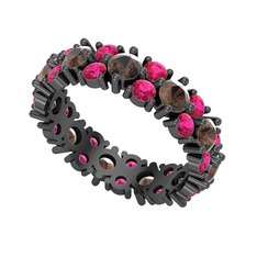 Büyük Elin Tamtur Yüzük - Dumanlı kuvars ve rodolit garnet 925 ayar siyah rodyum kaplama gümüş yüzük #fkkbom