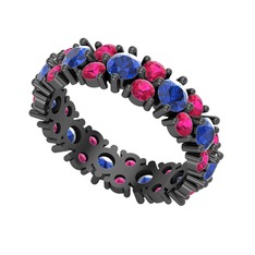 Büyük Elin Tamtur Yüzük - Lab safir ve rodolit garnet 925 ayar siyah rodyum kaplama gümüş yüzük #fmfjyl