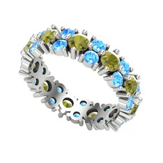 Peridot ve akuamarin 925 ayar gümüş yüzük