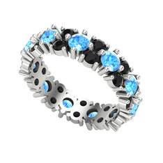 Büyük Elin Tamtur Yüzük - Akuamarin ve siyah zirkon 8 ayar beyaz altın yüzük #ghubjj