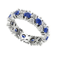 Lab safir ve swarovski 14 ayar beyaz altın yüzük