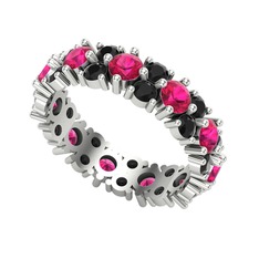 Büyük Elin Tamtur Yüzük - Rodolit garnet ve siyah zirkon 14 ayar beyaz altın yüzük #iwnqt5