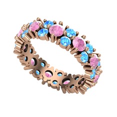 Büyük Elin Tamtur Yüzük - Pembe kuvars ve akuamarin 8 ayar rose altın yüzük #j6paqj