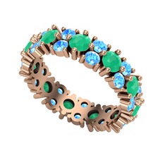 Büyük Elin Tamtur Yüzük - Kök zümrüt ve akuamarin 14 ayar rose altın yüzük #jhhi2i