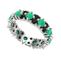 Büyük Elin Tamtur Yüzük - Kök zümrüt ve siyah zirkon 14 ayar beyaz altın yüzük #jsas77