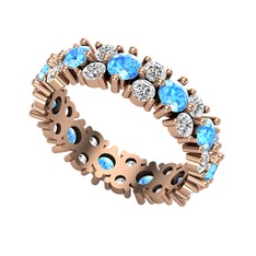 Akuamarin ve swarovski 18 ayar rose altın yüzük